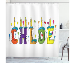 Cheerful Lettering Design Shower Curtain