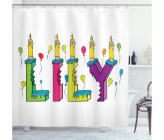 Joyful Letters Birthday Shower Curtain