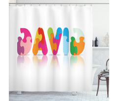 Colorful Puzzle Style Letters Shower Curtain