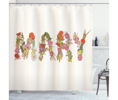 Blooming Flower Letters Shower Curtain