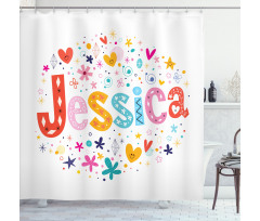 Retro Colorful Motifs Shower Curtain