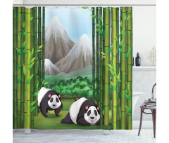 Panda Bear Trees Cartoon Shower Curtain