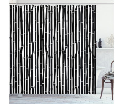 Black and White Stems Shower Curtain