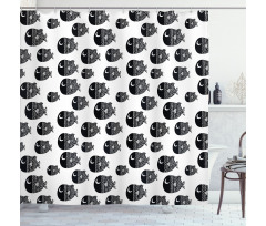 Black and White Fishes Shower Curtain