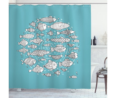 Blue and White Doodle Shower Curtain
