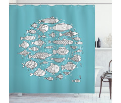 Blue and White Doodle Shower Curtain