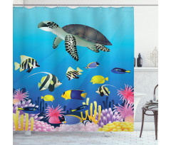 Sea Turtle Coral Reef Shower Curtain
