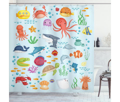 Sea Animals Submarine Shower Curtain