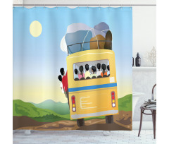 Crowded Yellow Bus Shower Curtain
