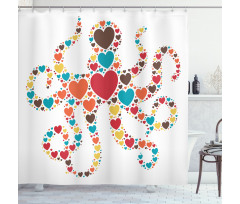 Shape with Hearts Love Shower Curtain