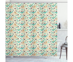 Cartoon Sea Creatures Shower Curtain