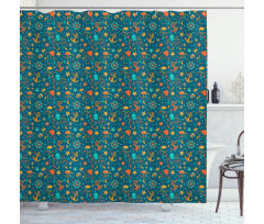 Tropical Cartoon Fauna Shower Curtain