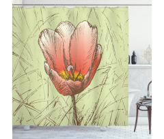 Romantic Flower Sketch Shower Curtain