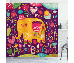 Doodle Birthday Animal Shower Curtain