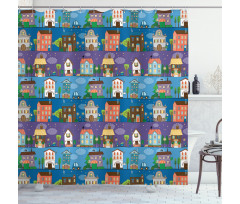 Hand Drawn Townhouses Shower Curtain