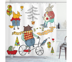 Urban Forest Characters Shower Curtain