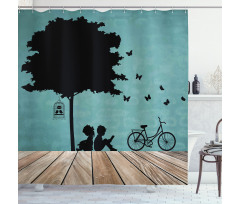 Boy and Girl Under a Tree Shower Curtain