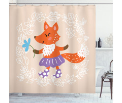 Fox with Clothing Flowers Shower Curtain