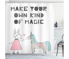Bunny in Dress Unicorn Shower Curtain