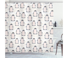 Doodle Antarctica Birds Shower Curtain