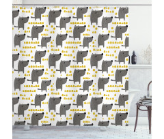 Sketch Style Canine Pattern Shower Curtain