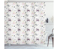 Woodland Deer Leaves Shower Curtain