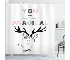 Slogan with Deer Design Shower Curtain