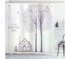 Sketch Country House Shower Curtain