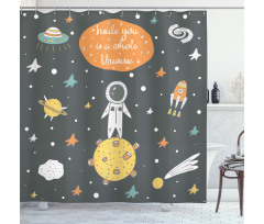 Doodle Astronaut Shower Curtain
