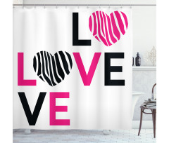 Zebra Stripes Hearts Shower Curtain