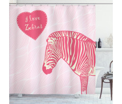 I Love Zebras Words Shower Curtain