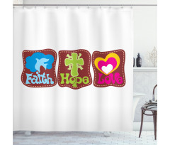 Retro Hearts and Doves Shower Curtain