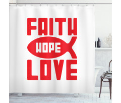 Monochrome Fish and Words Shower Curtain