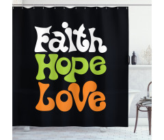 Vintage Faith Love Words Shower Curtain