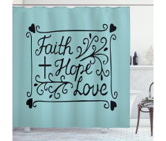 Flowers Hearts Hope Themed Shower Curtain