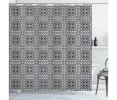 Motifs in Squares Shower Curtain