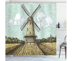 Windmill and Farmland Shower Curtain