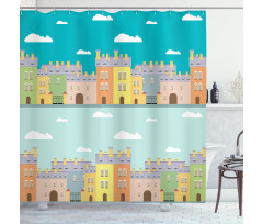 Colorful Cartoon Town Shower Curtain