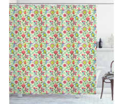 Doodle Blooming Tulips Shower Curtain