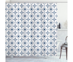 Classical Delft Pattern Shower Curtain