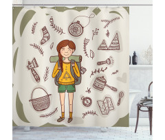 Hiker Girl Backpack Shower Curtain