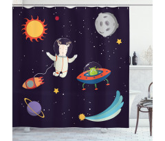 Astronaut Deer in Space Shower Curtain