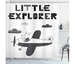 Hand Drawn Bunny Plane Shower Curtain