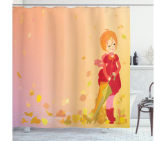 Smiling Girl Autumn Fall Shower Curtain