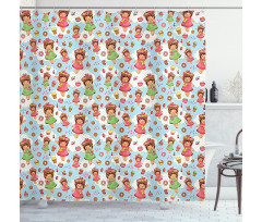 Girls with Yummy Pastries Shower Curtain