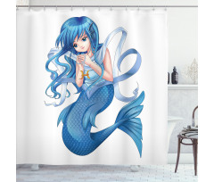 Manga Style Pisces Girl Shower Curtain