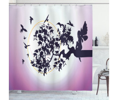 Fantasy Fairy Tree Birds Shower Curtain