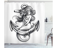 Long Haired Siren Design Shower Curtain
