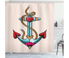 Nautical Rope and Hearts Shower Curtain