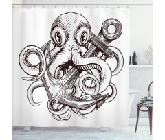 Octopus Tattoo Design Shower Curtain